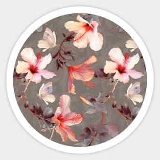 Coral Hibiscus Sticker